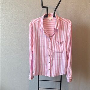 Beachlunchlounge Pink and White Striped Blouse